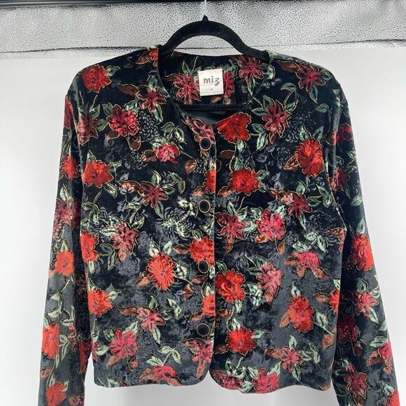 Vintage Miz California Velvet Floral Bolero Blazer Jacket Medium – Made in USA - Picture 6 of 14